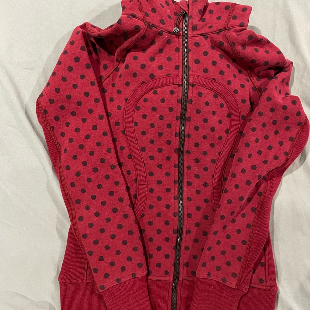 Lululemon Dark Red Polka Dot Zip-Up Hoodie